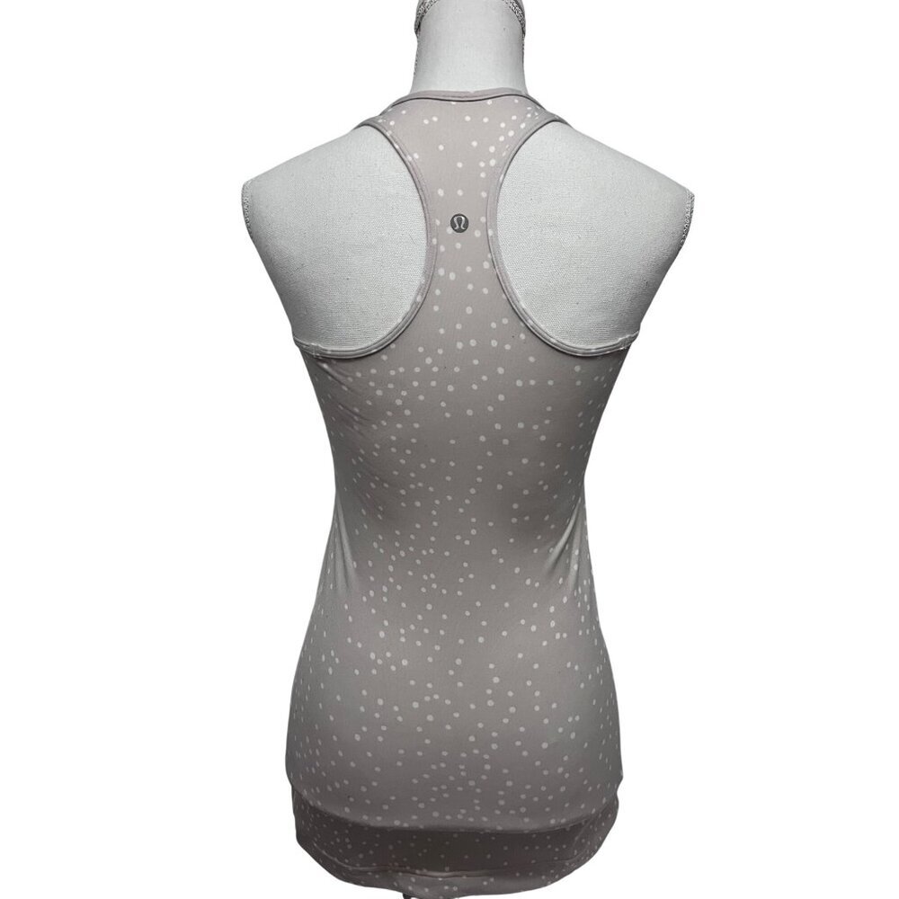 Lululemon Gray White Polka Dot Racerback Tank Top Shirt Yoga Activewear Small - Picture 1 of 5
